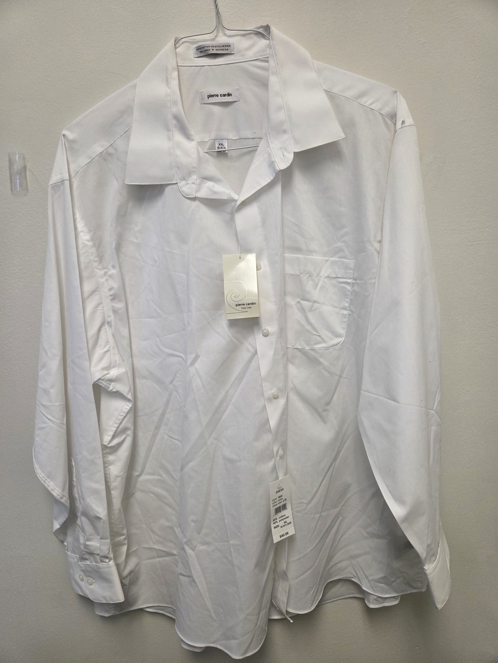 Pierre Cardin Men's White Long Sleeve Dress Shirt
